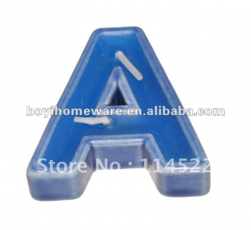 Ceramic letter & number colored candle holders with wax blue letter A candle wholesale and retail 500pcs/lot shipping discount