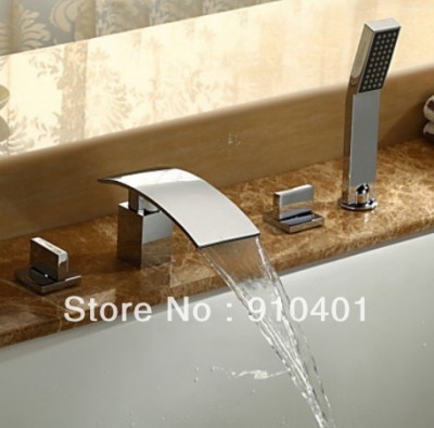 Factory Direct Sell!NEW Chrome Brass Tub Faucet With Handheld Shower Tub Mixer Tap Waterfall Style
