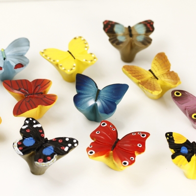 Multi-colors Resin Butterfly Kids Children Room Drawer Pulls Knobs Cabinet Handles Knob Furniture Hardware With Screw