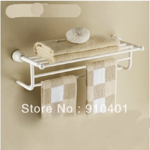 NEW Wholesale and retail Promotion White Painting Solid Brass Wall Mounted Towel Rack Bathroom Towel Bar Holder