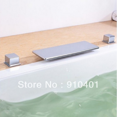 Rectangle Spout Two Handles New Cheap Wholesale And Retail Deck Mounted Waterfall Bathroom Tub Faucet Mixer Tap Good Quality