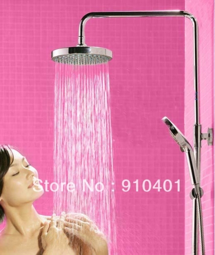 Wholesale And Retail Promotion Polished Chrome 8" Rainfall Shower Faucet Set Bathroom Tub Mixer Tap Hand Shower
