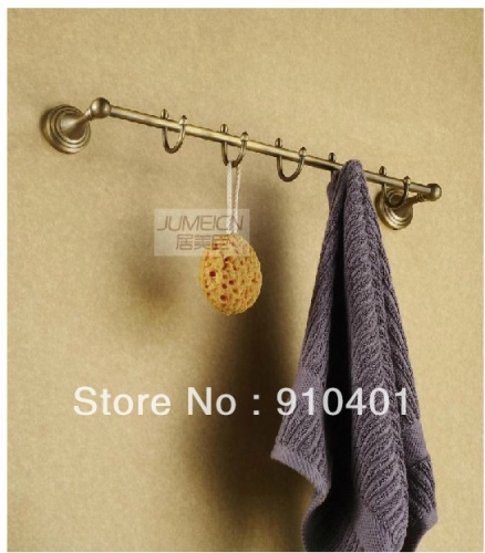 Wholesale And Retail Promotion Antique Brass Wall Mounted Bathroom Row Clothes Hooks Towel Holder Hat Hangers