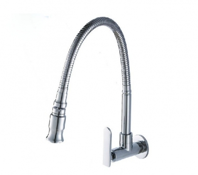 Wholesale And Retail Promotion Chrome Brass Single Handle Hole Wall Mounted Cold Water Kitchen Faucet Bath Tap