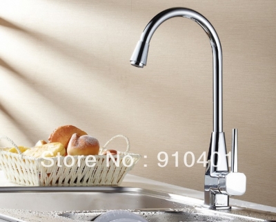 Wholesale And Retail Promotion Deck Mounted Chrome Brass Kitchen Faucet Swivel Spout Sink Mixer Tap 1 Handle