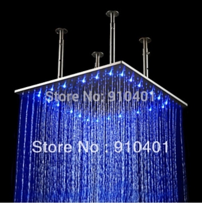 Wholesale And Retail Promotion Huge Brushed Nickel 20" Square Rain Bathroom Shower Head LED Color Changing Head