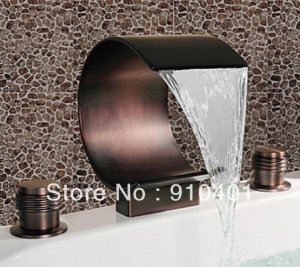 Wholesale And Retail Promotion Luxury Oil Rubbed Bronze Waterfall Bathroom Basin Sink Faucet Dual Handles Mixer