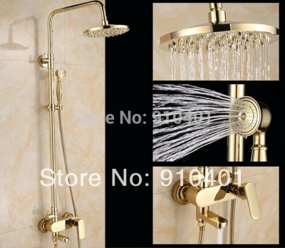 Wholesale And Retail Promotion Modern Golden Brass Wall Mounted Rain Shower Faucet Set Bathroom Tub Mixer Tap