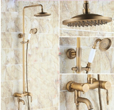 Wholesale And Retail Promotion NEW Bathroom Luxury Antique Brass Shower Faucet Swivel Tub Mixer Tap Shower Set