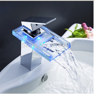 Wholesale And Retail Promotion NEW Deck Mounted LED Bathroom Basin Faucet Single Handle Vanity Sink Mixer Tap