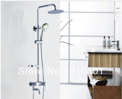 Wholesale And Retail Promotion NEW Luxury Wall Mounted Bathroom Shower Faucet Set 8" Rain Shower Tub Mixer Tap