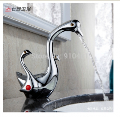 Wholesale And Retail Promotion NEW Modern Bathroom Animal Duck Faucet Dual Handles Vanity Sink Mixer Tap Chrome