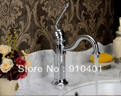 Wholesale And Retail Promotion NEW Polished Chrome Brass Bathroom Basin Faucet Swivel Spout Single Handle Hole