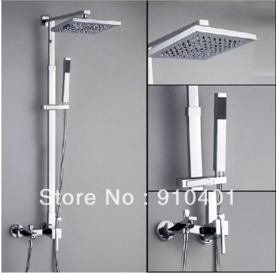 Wholesale And Retail Promotion Polished Chrome Finish 8" Square Rain Shower Faucet Set Bathtub Shower Mixer Tap