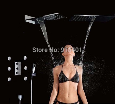 Wholesale And Retail Promotion Thermostatic Large Ultrathin Waterfall Rain Shower Head Massage Jets Hand Shower
