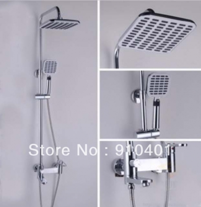 Wholesale and Retail PromotionLuxury Wall Mounted Exposed 8" Square Rain Shower Faucet Set Bathtub Mixer Tap