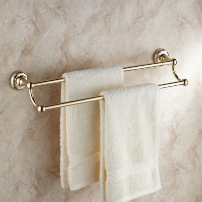 gold paint towel rack, fashion bathroom double pole shelf, bathroom accessories
