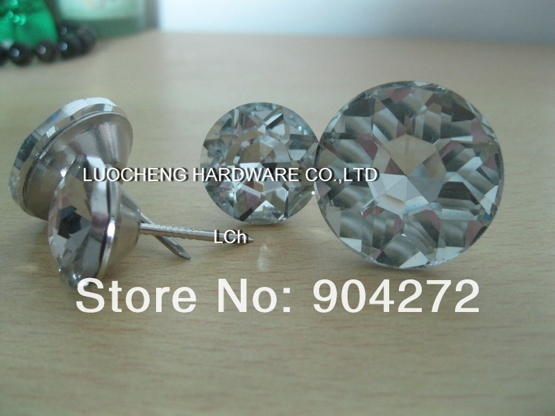 200PCS/LOT 30MM DIAMOND FLOWER NAIL  CRYSTAL  BUTTONS GLASS BUTTONS FOR SOFA INDUSTRY