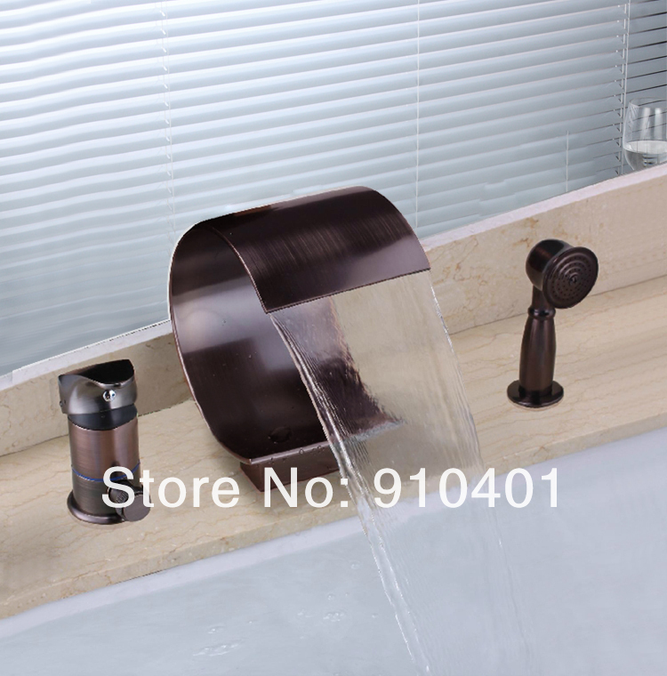Wholesale And Retail Promotion Luxury Oil Rubbed Bronze Waterfall Bathroom Tub Faucet 3 PCS Shower Mixer Tap