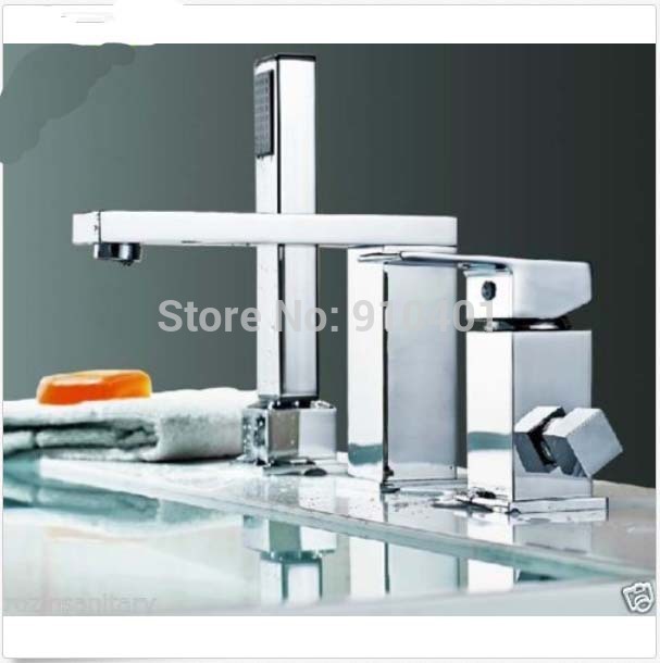 Wholesale And Retail Promotion Modern Square Bathtub Mixer Faucet Chrome Brass 3pc Bathroom Tub Sink Faucet Tap
