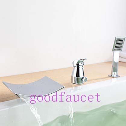 wholesale and retail bathroom waterfall faucet bath tub mixer tap chrome brass single handle tub faucet w/diverter