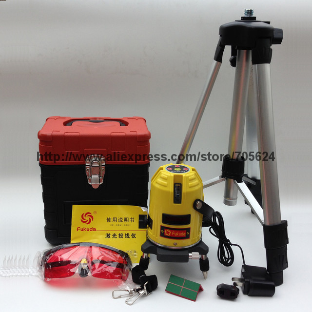 Red Fukuda rotating laser level, 5 lines 3 points RED outdoor using with euro plug floor leveler