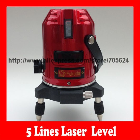 Yellow FUKUDA 5Lines laser level with tripod and Laser Dector