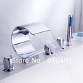 Luxury bathroom faucet 5pcs curved shape design waterfall brass bathtub faucet with ABS hand shower(chrome)