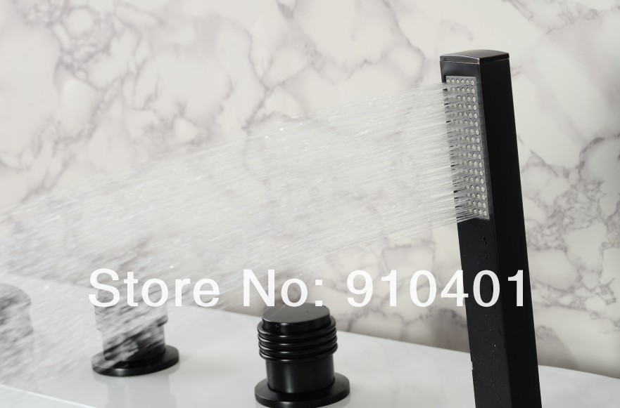 Wholesale And Retail Promotion  NEW LED Colors Waterfall Bathroom Tub Faucet Oil Rubbed Bronze Bathtub Mixer Tap