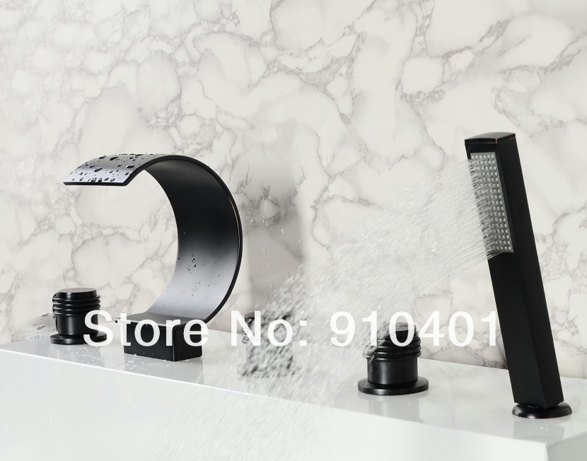 Wholesale And Retail Promotion NEW Luxury Oil Rubbed Bronze Deck Mounted Bathroom Tub Faucet C Curved Mixer Tap
