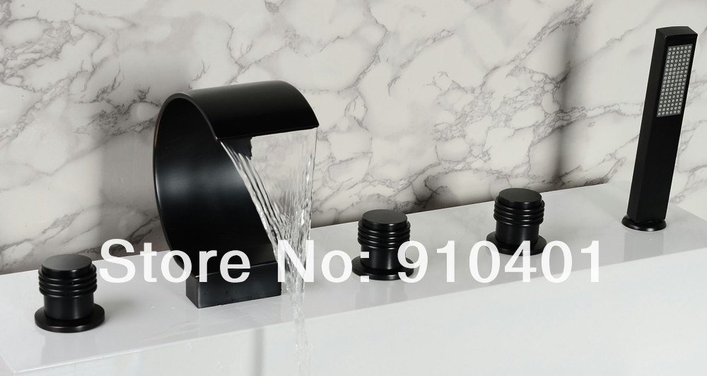 Wholesale And Retail Promotion NEW Luxury Oil Rubbed Bronze Deck Mounted Bathroom Tub Faucet C Curved Mixer Tap