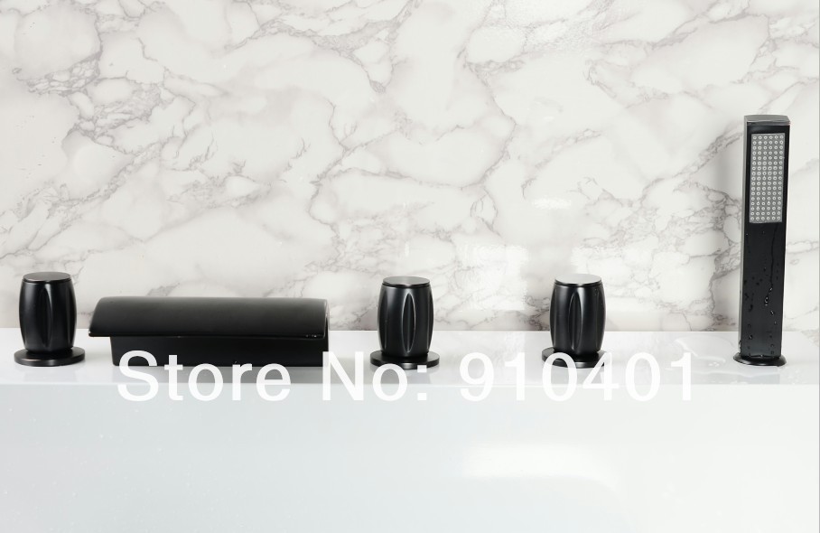 Wholesale And Retail Promotion NEW Oil Rubbed Bronze Roman Style Waterfall Bathroom Tub Faucet With Hand Shower
