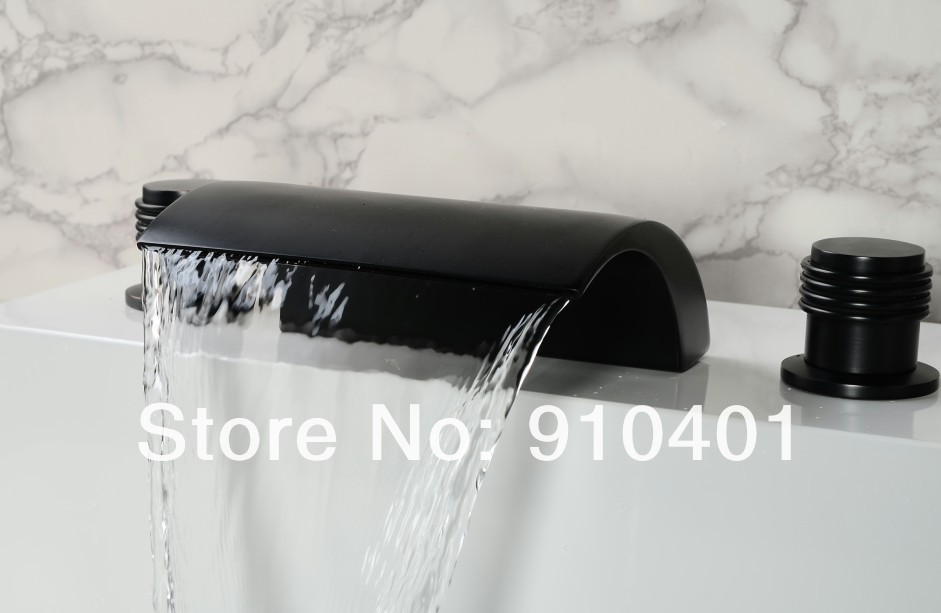Wholesale And Retail Promotion Oil Rubbed Bronze Deck Mounted Roman Waterfall Bathroom Tub Faucet W/Hand Shower