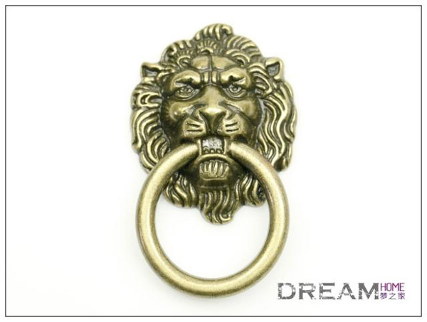 European  rural style furniture handle classical  zinc alloy pull bronze lion head rings for cabinet or drawer   Free shipping