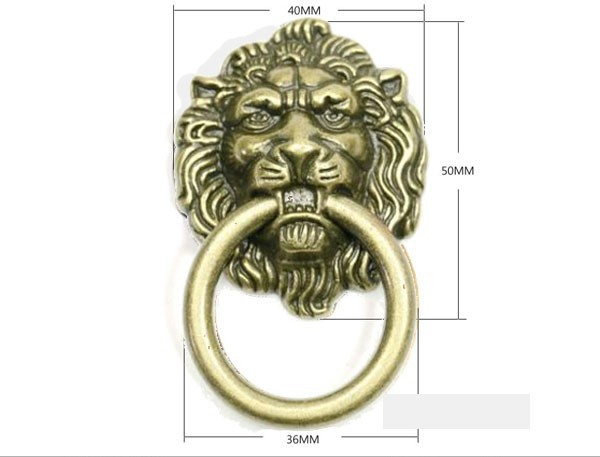 European  rural style furniture handle classical  zinc alloy pull bronze lion head rings for cabinet or drawer   Free shipping