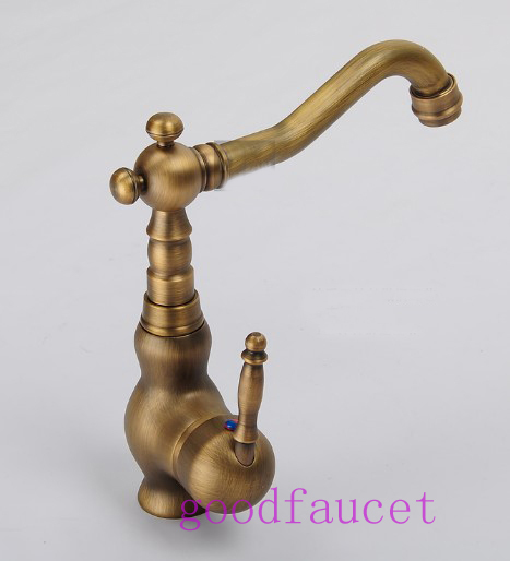 !NEW Rotatable Antique Brass Bathroom Basin Sink Faucet Mixer Tap Single Handle