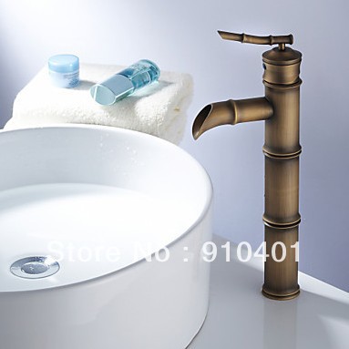 Luxury Antique Bronze Bamboon Bathroom Sink Faucet Water Pump Countertop Tap Tall Style Single Handle Hole