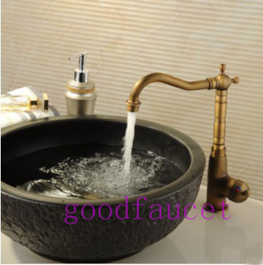 Modern Antique bronze bathroom basin faucet countertop mixer tap swivel spout