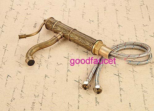 NEW Bathroom Antique Bronze Flower Vintage Carving Faucet Single Handle Basin Sink Faucet Mixer  Hot and Cold Tap