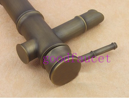 Promotion Antique brass bathroom basin faucet vanity sink mixer tap bamboo shape faucet deck mounted single lever