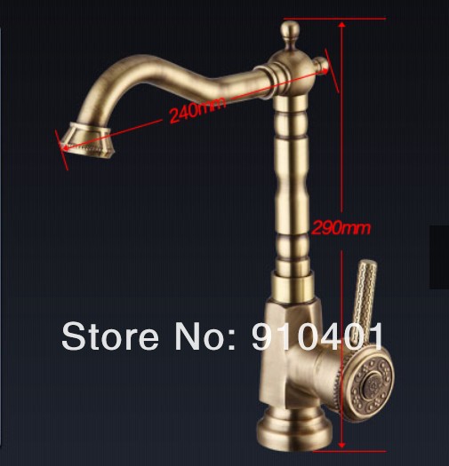 Wholesale And Retail Promotion Antique Brass Bathroom Basin Faucet Kitchen Sink Mixer Tap Swivel Spout 1 Handle
