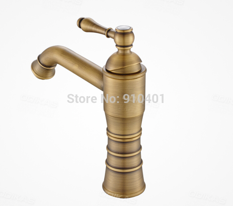 Wholesale And Retail Promotion Antique Brass Bathroom Basin Faucet Single Handle Sink Mixer Tap Deck Mounted
