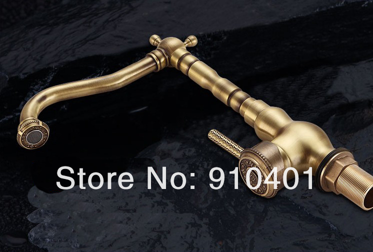 Wholesale And Retail Promotion  Antique Brass Bathroom Basin Faucet tap Swivel Spout Vanity Sink Mixer 1 Handle