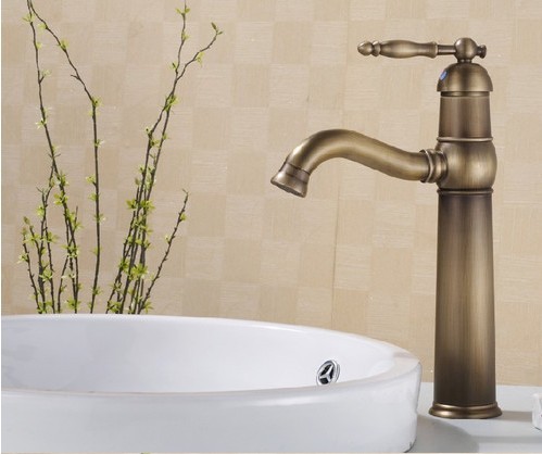 Wholesale And Retail Promotion Antique Brass Euro Style Bathroom Basin Faucet Sinle Handle Sink Mixer Tap Tall