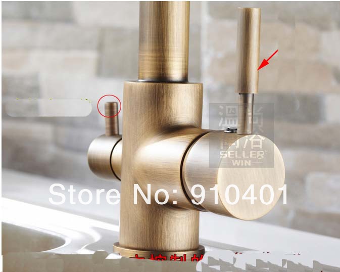 Wholesale And Retail Promotion Antique Brass Kitchen Sink Faucet Water Purification Filter Swivel Spout Mixer