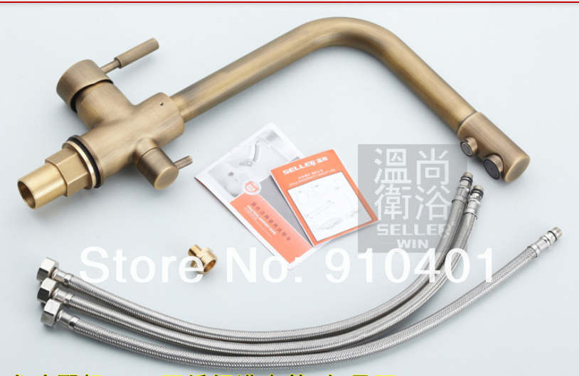 Wholesale And Retail Promotion Antique Brass Kitchen Sink Faucet Water Purification Filter Swivel Spout Mixer
