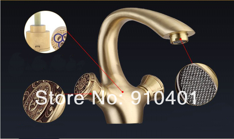 Wholesale And Retail Promotion Antique Brass Luxury Bathroom Basin Faucet Dual Handles Vanity Sink Mixer Tap