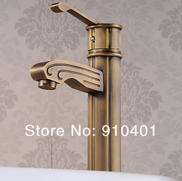 Wholesale And Retail Promotion Antique Brass Single Handle Wood-like Bathroom Sink Faucet Countertop Mixer Tap