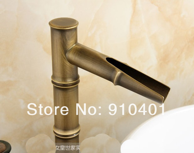 Wholesale And Retail Promotion  Antique Brass Waterfall Bathroom Basin Faucet Single Handle Vanity Sink Mixer
