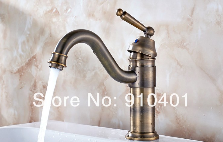 Wholesale And Retail Promotion Antique Bronze Bathroom Basin Faucet Single Handle Sink Mixer Tap Swivel Spout